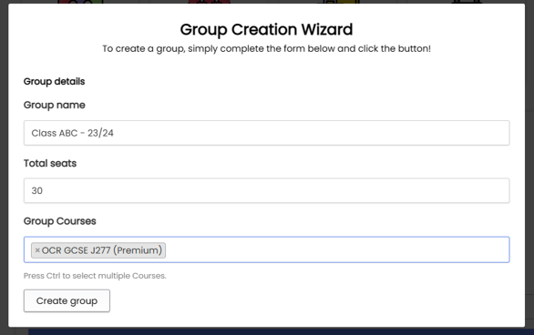 Create Group Wizard